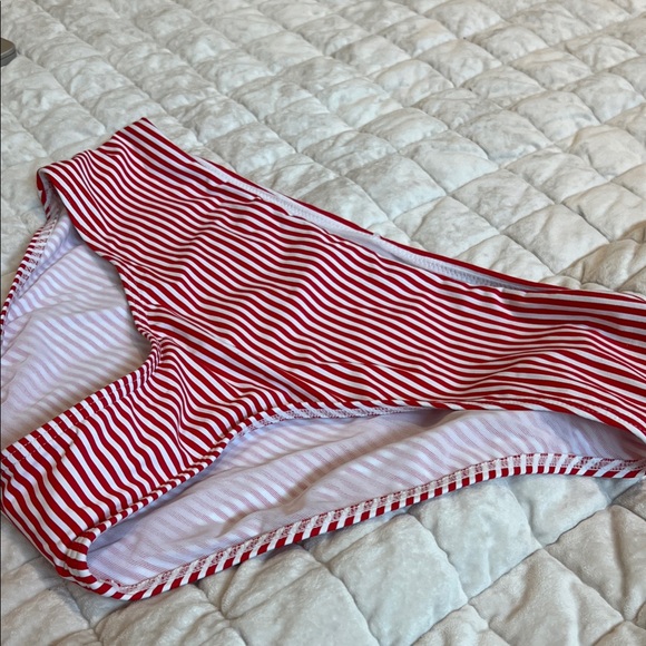 Red and White Striped Bikini Bottoms - Picture 1 of 3